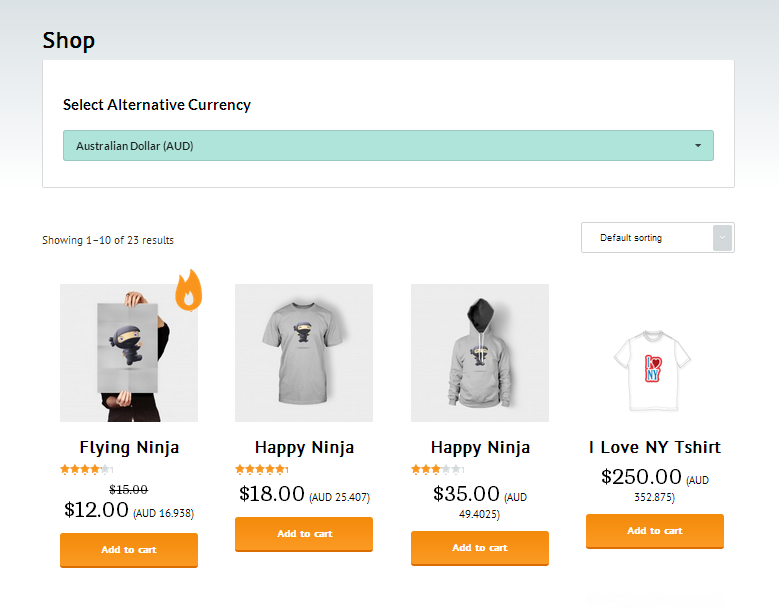 Creo Currency Converter Dropdown Preview