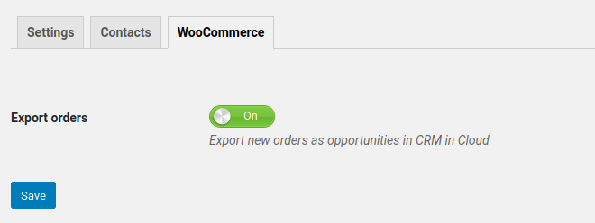 WooCommerce orders imported in CRM in Cloud as opportunities