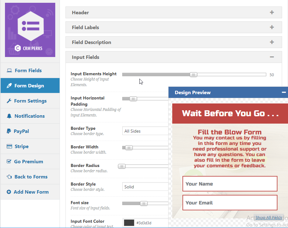 Contact Form Design Options.