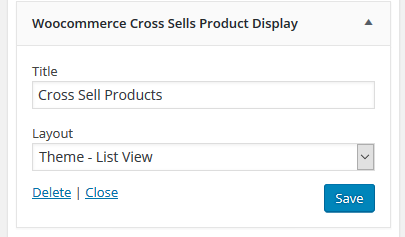 Admin Woocommerce Cross Sells Product Display widget