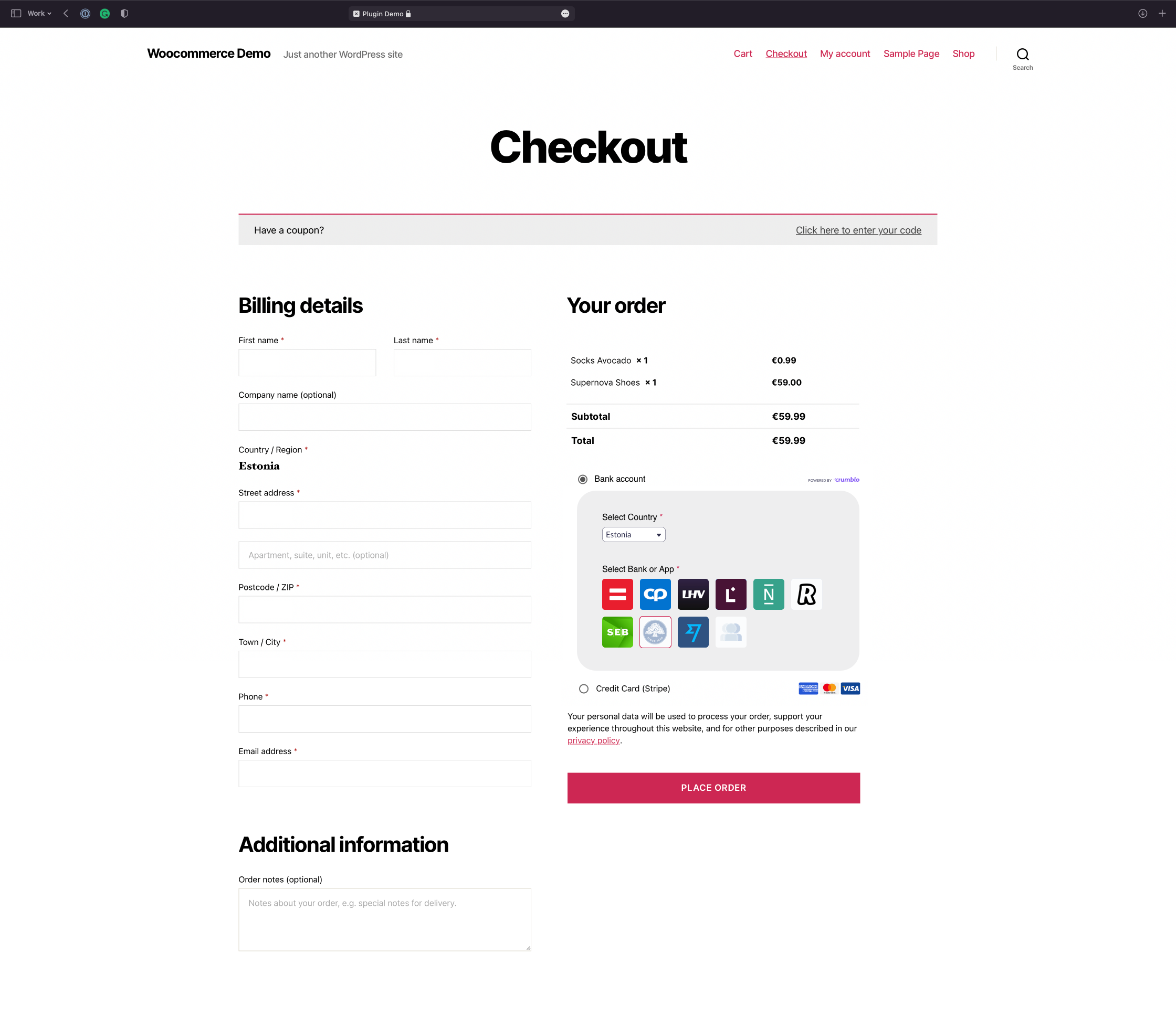 Payment plugin example