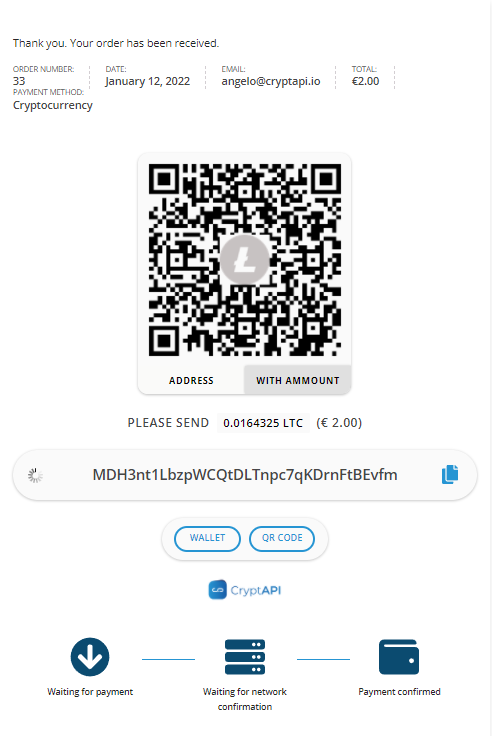 The QR code can be set to provide only the address or the address with the amount: the user can choose with one click