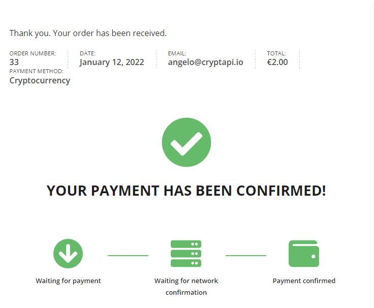 The payment is confirmed!