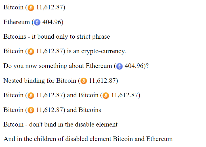 Showing prices on words occurance.