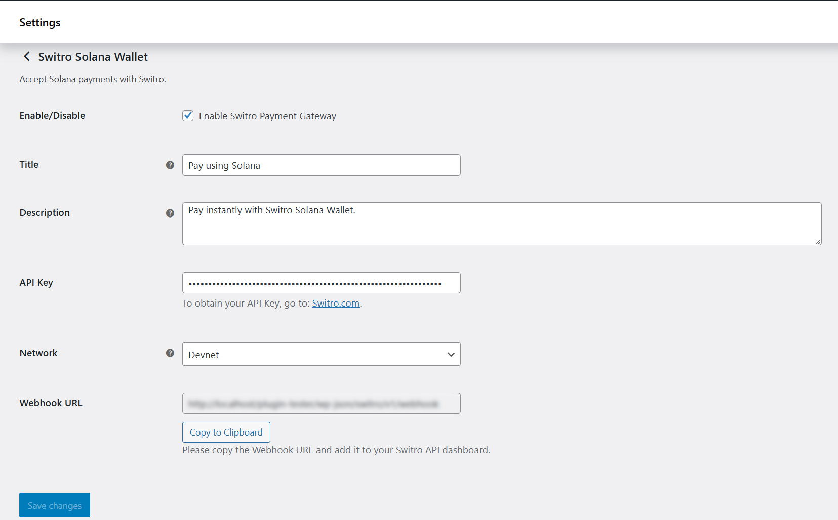 **Payment settings in WooCommerce admin**