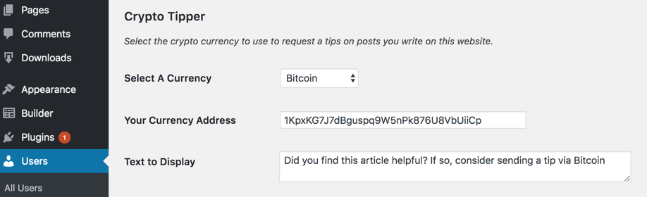 Each author can set their own crypto currency
