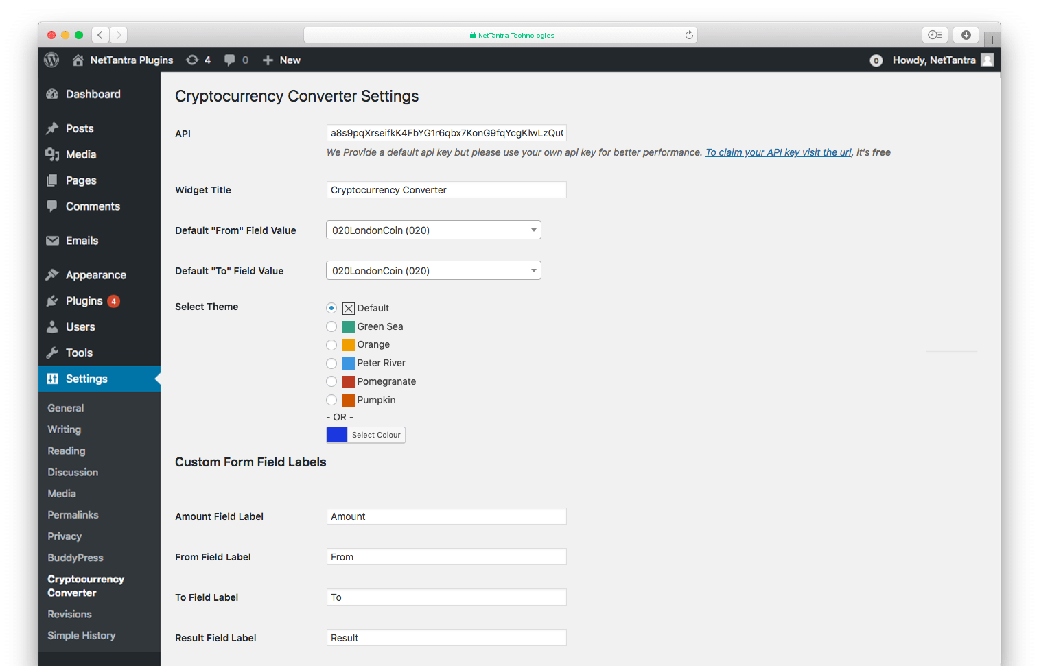 Admin settings