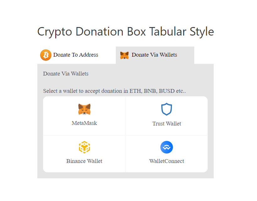 Donate via the supported wallet demo.