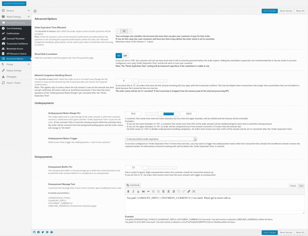 This is the configuation page for Block.io which allows you to set your Block.io API keys.