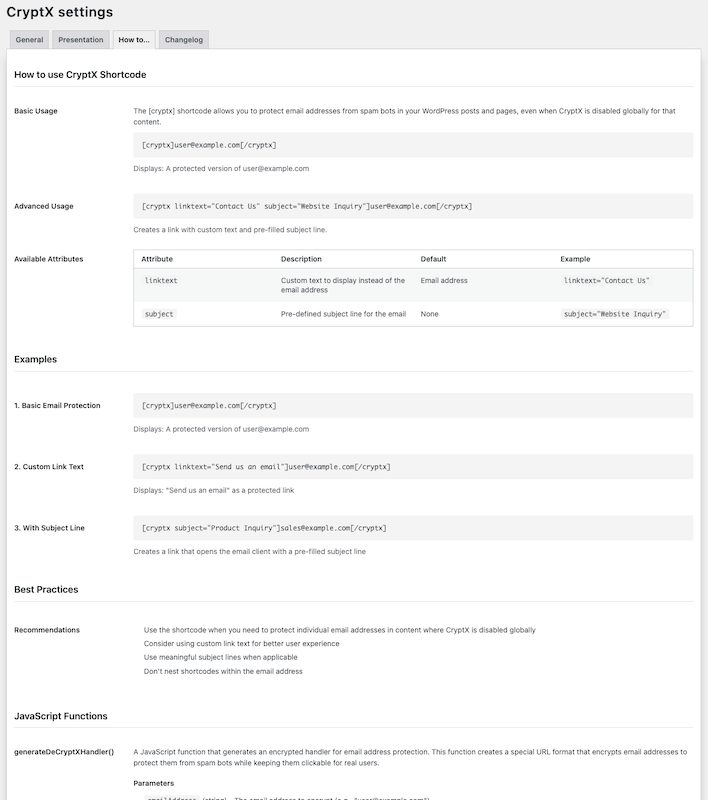 Advanced settings and whitelist configuration