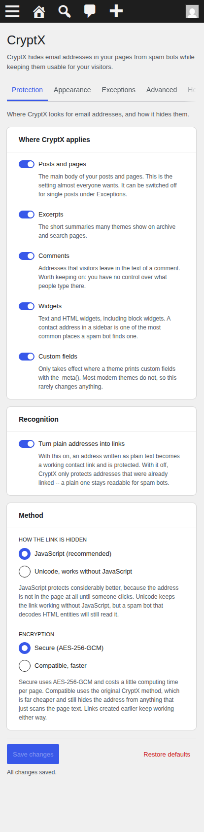 The settings screen on a phone.