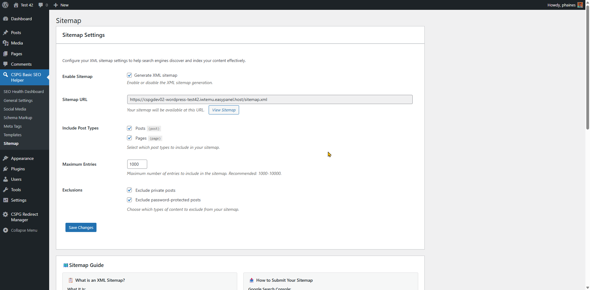 XML Sitemap Configuration