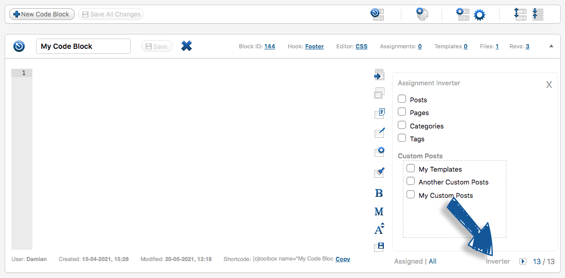 Code Block Editor Tools