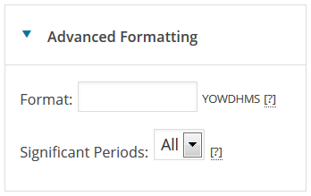 The `Advanced Formatting` section where you can enter a format manually and determine the significant options.  Details on use are provided in the readme.