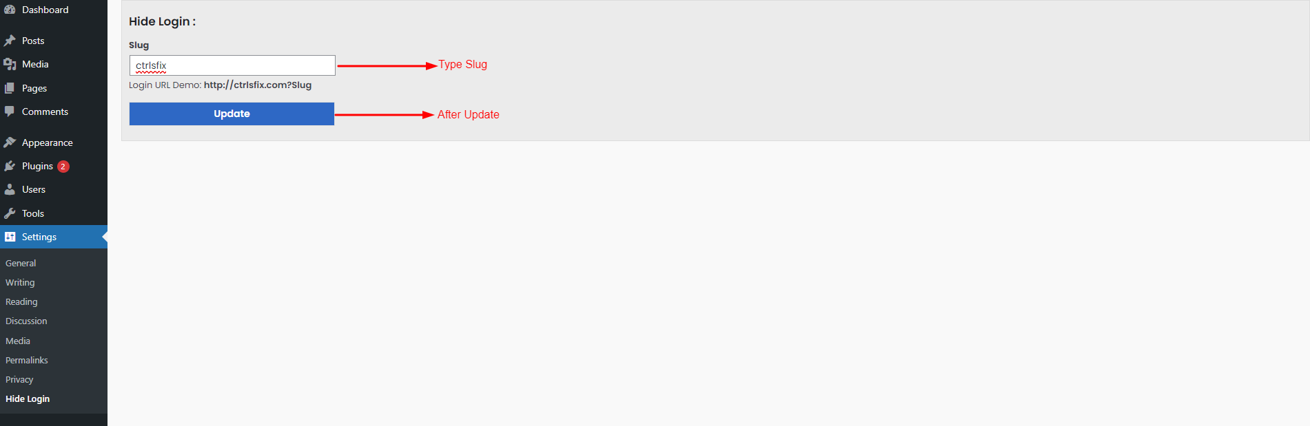 Type Slug After Update