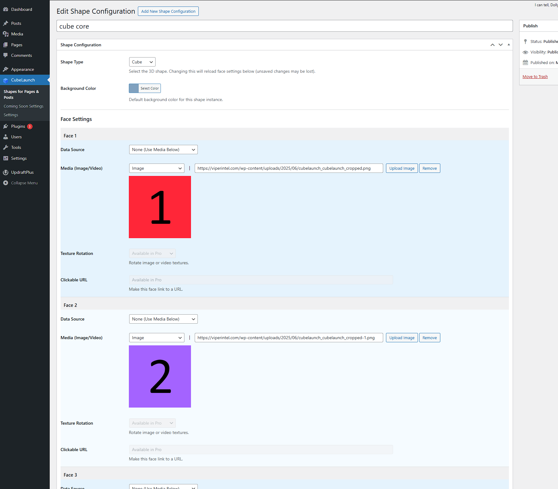 screenshot-2.png – Adding and customizing a CubeLaunch Shape block in the editor.