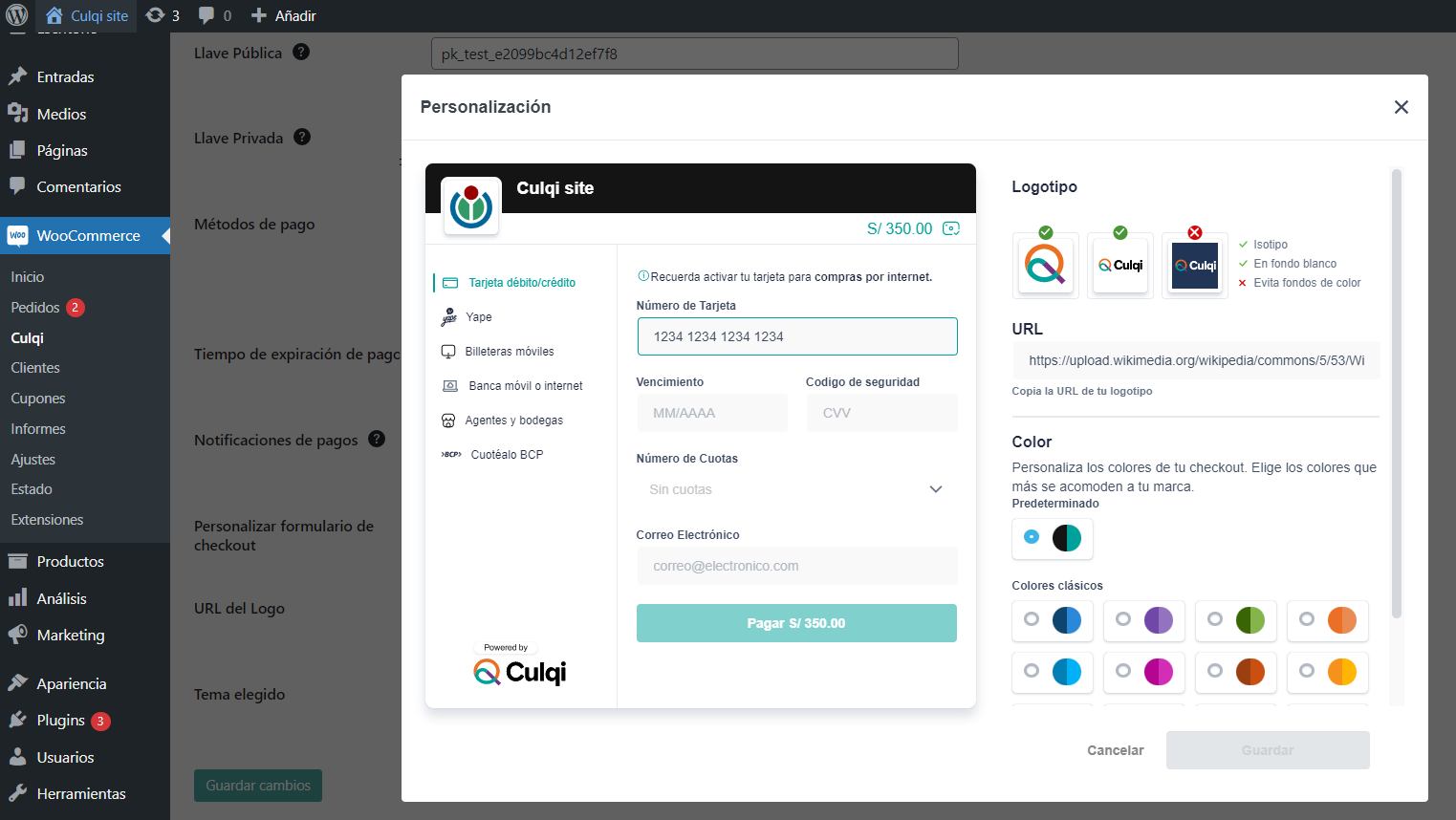 Personaliza tu checkout