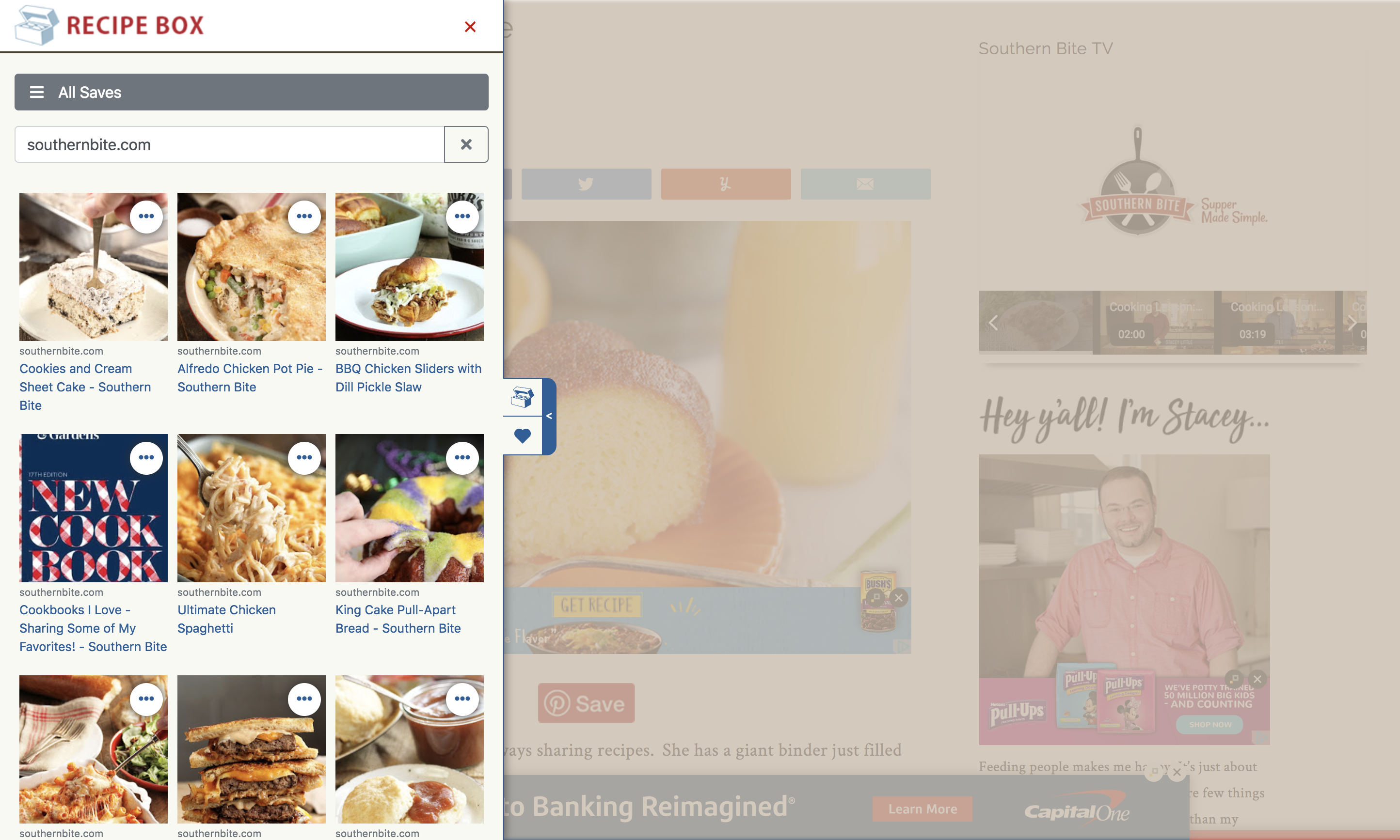 The Recipe Box Plugin™ slides in/out without leaving your site.