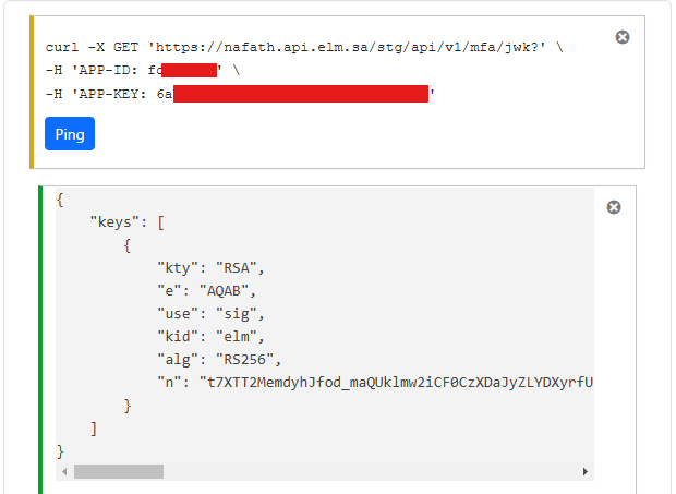 Output of an API request.
