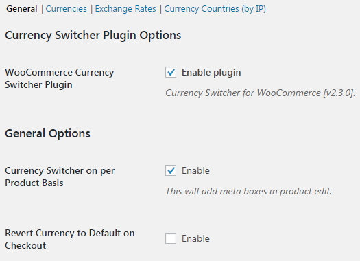 Currency Switcher for WooCommerce - General - Switcher Placement and Format.
