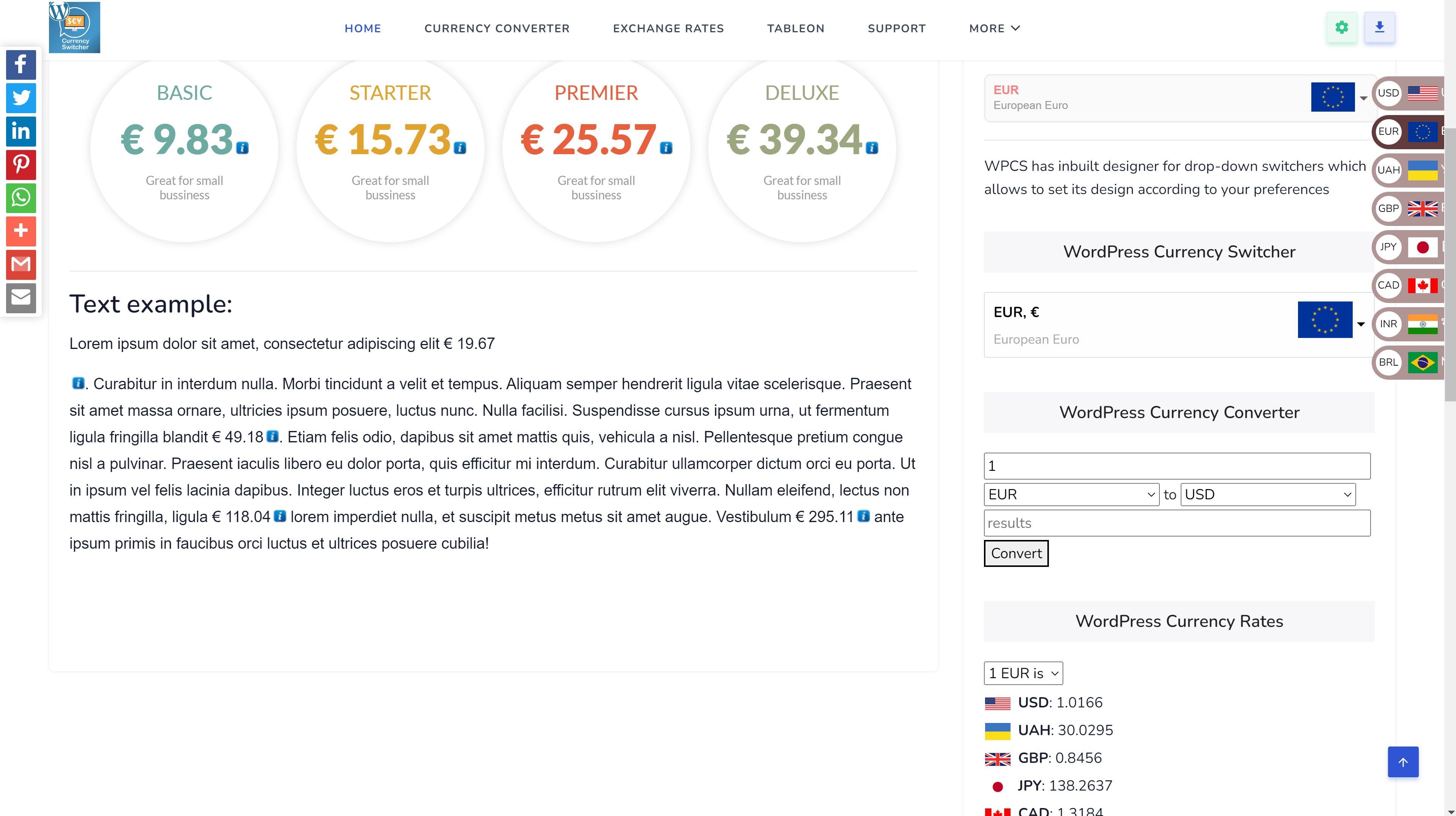 The plugin options tab