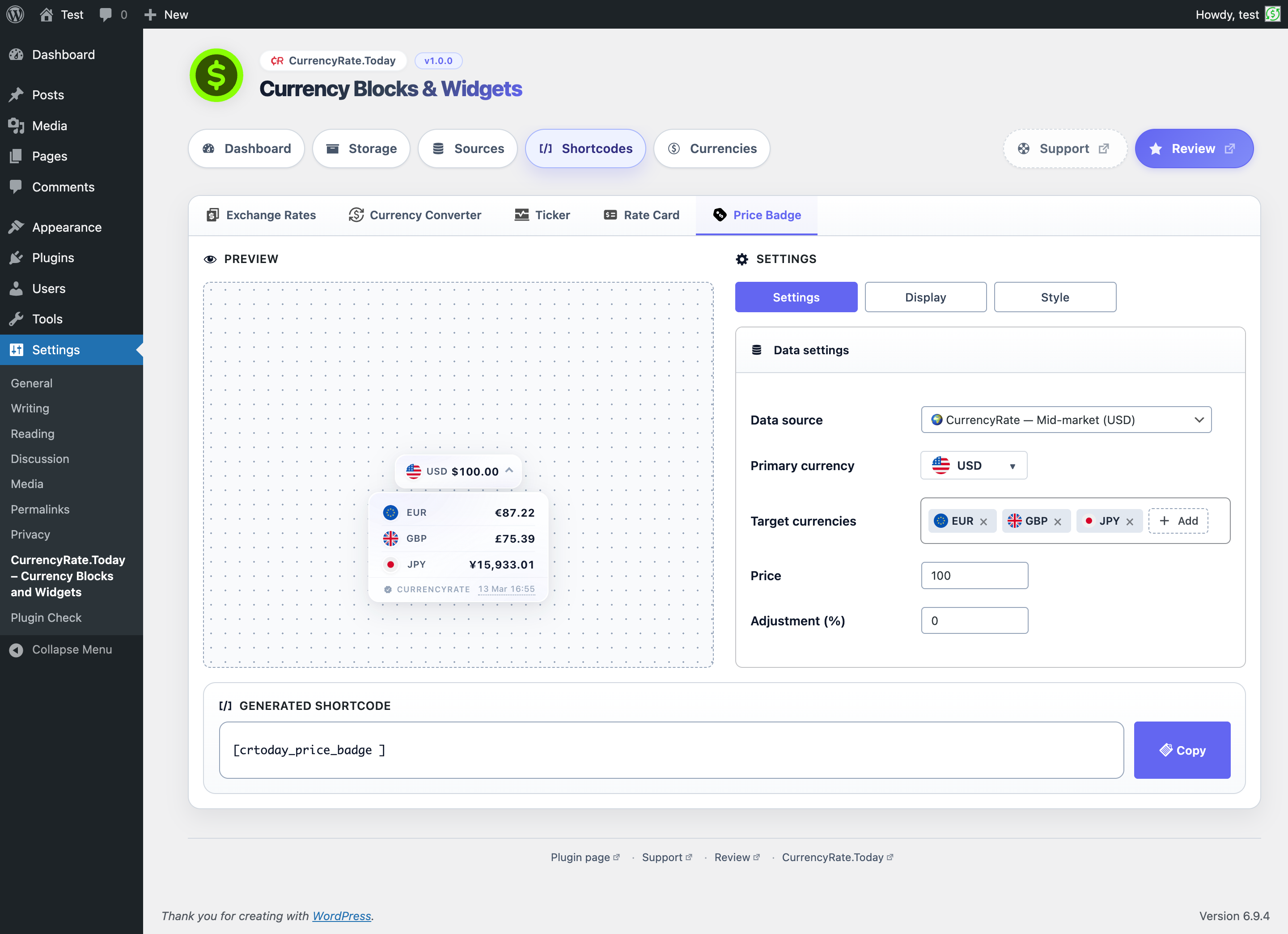Keep live market rates continuously visible across your site with the scrolling Exchange Rates Ticker.