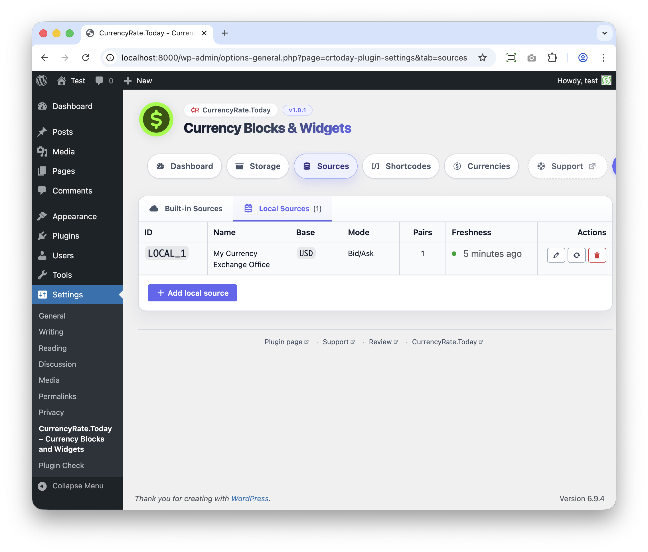 Currency Converter builder with live preview and simple controls for source, amount, and currencies.
