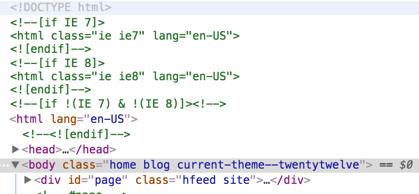 `current-theme--twentytwelve` added to your `body` tag for theme Twenty Twelve