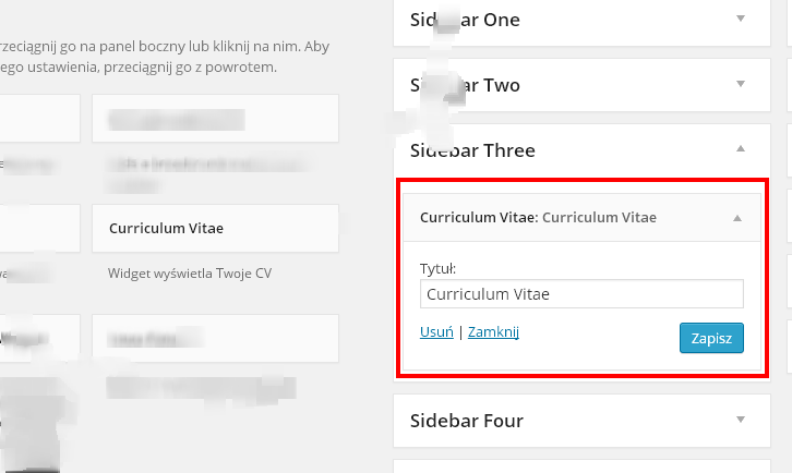Widget area view. You could put Curriculum Vitae plugin to your widget area.<br>
