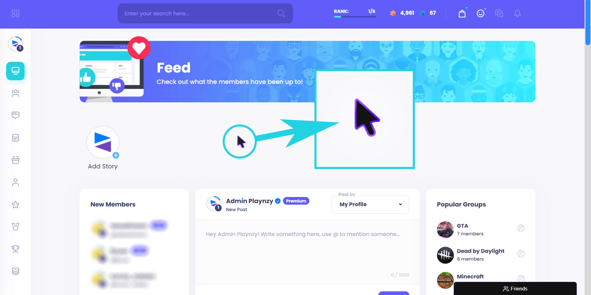 Front-end preview demonstrating the custom cursor in action on a live website.
