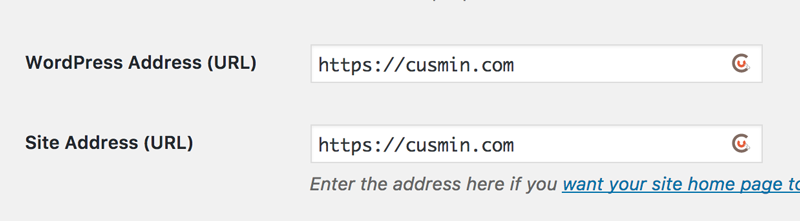 Cusmin URL Shortening in the WordPress Settings