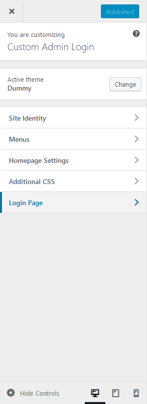 Theme Customization main panel.