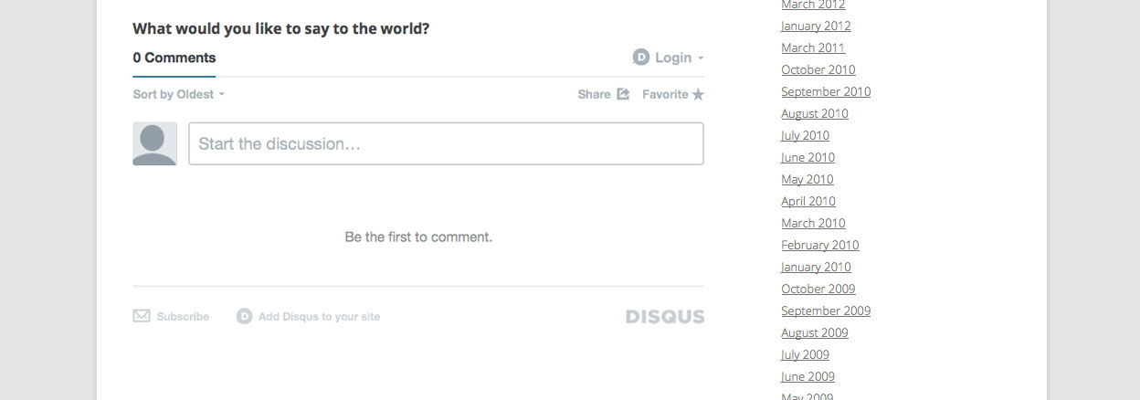 The custom comment form title above the Disqus comment system