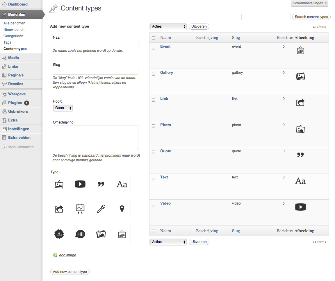 Managing Custom Content Types