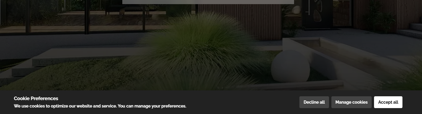 Clean and customizable cookie consent banner with Accept, Decline, and Manage options.