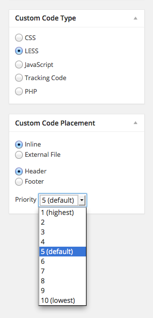 Placement options