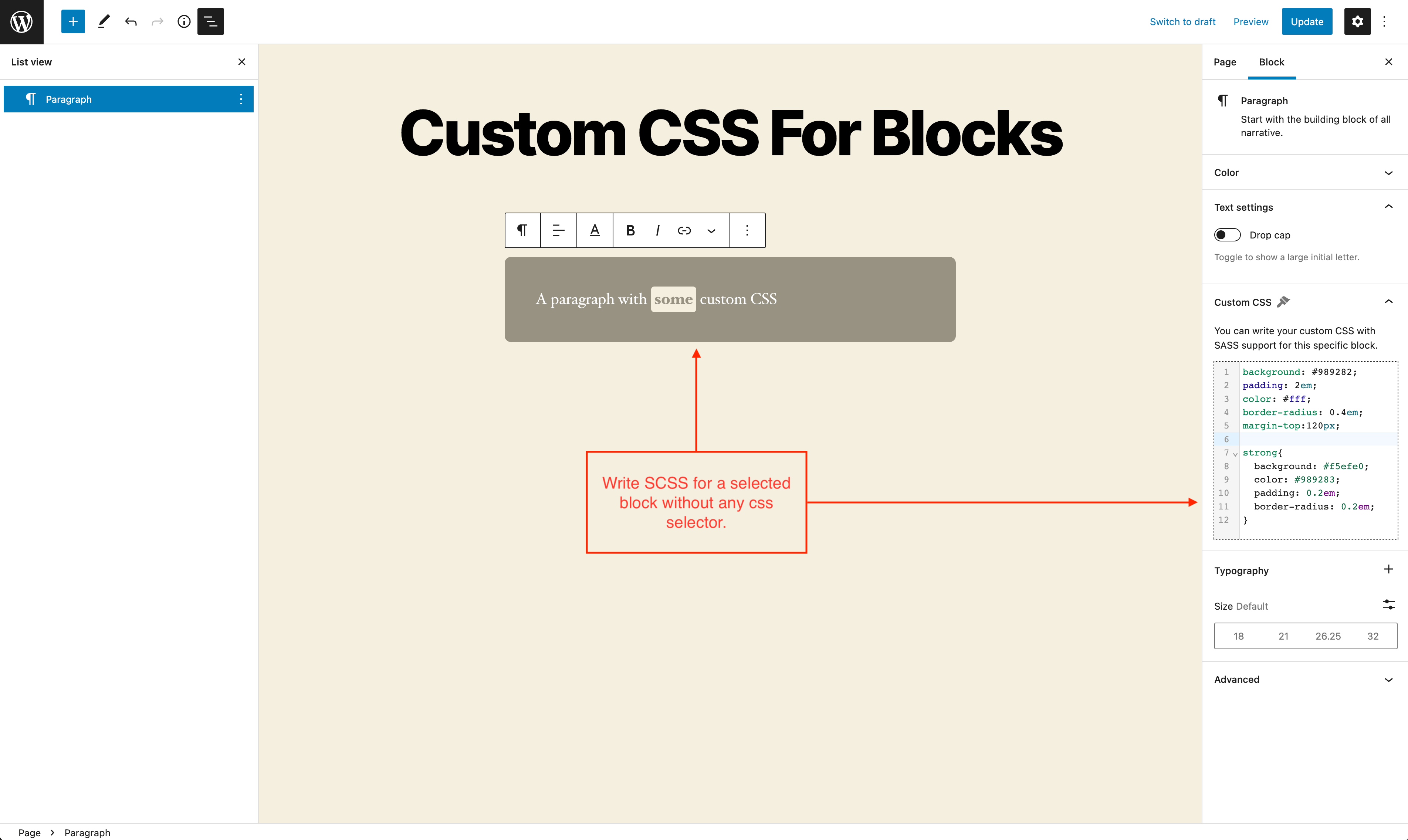 Custom CSS For Blocks