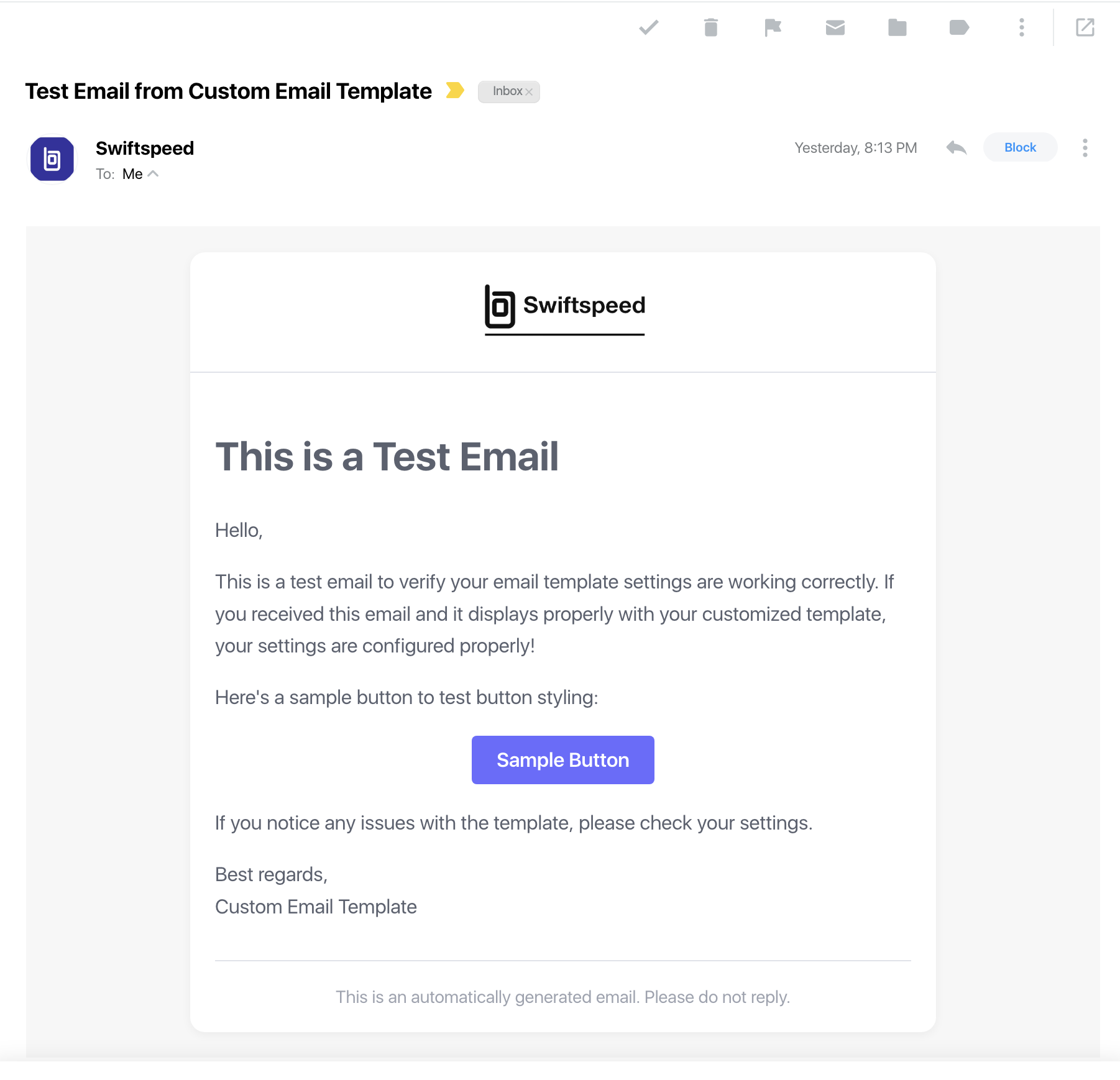 Email Layout - Example of the professional email layout your recipients will see