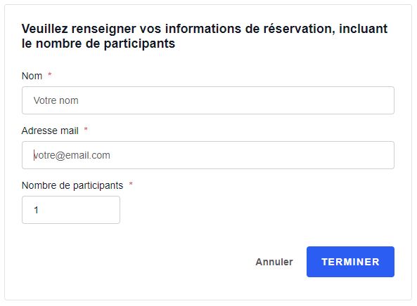 Calendrier Évènement en vue liste: nbr Participant, billets restants RSVP