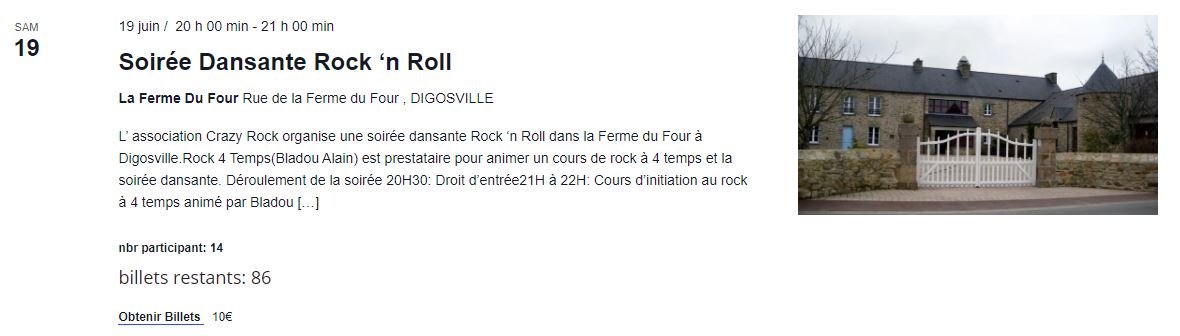 Info-bulle Vue Mensuelle: Nom du lieu + ville évènement, Nombre de places restantes