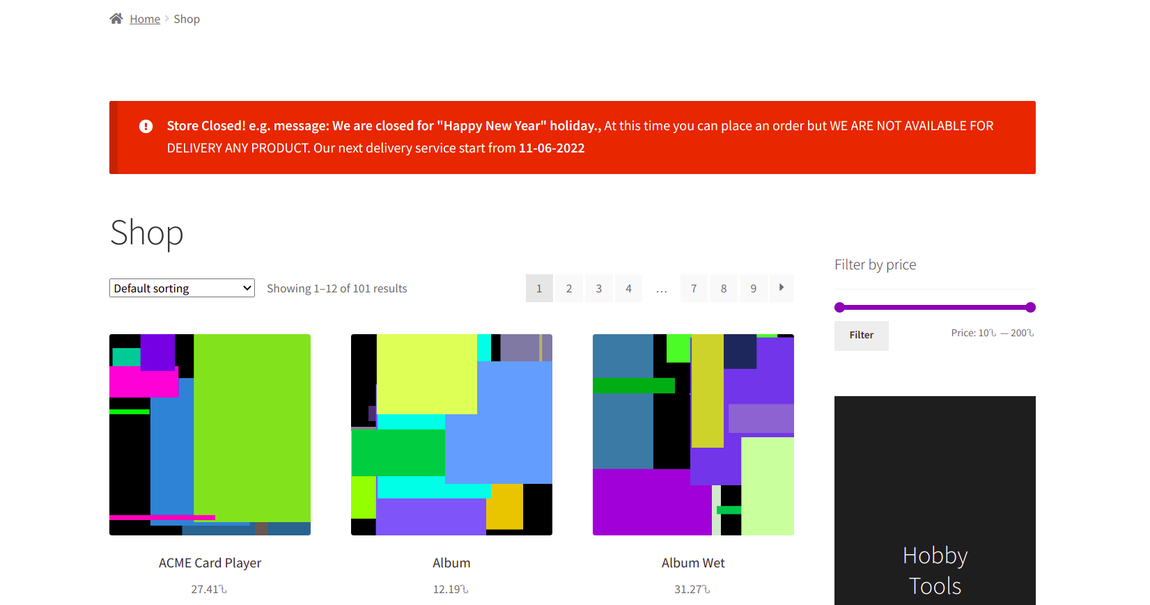 In frontend showing store close message.