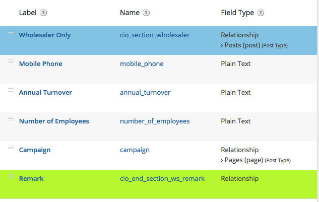 define groups by field sequence. color coded group headers ($head -> sky => blue) and footers ($foot -> grass => green). configurable settings.