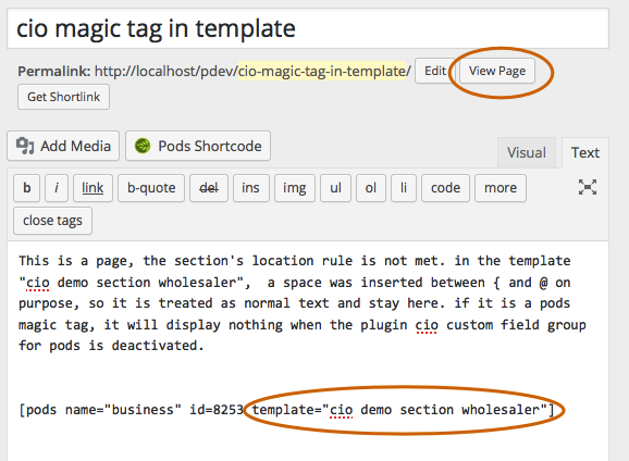 location rules not met. (pods magic tag should disappear if conditions are not met. the magic tag shown here does not follow pods magic tag syntax and is treated as ordinary text. PODS does not allow space between { and @)