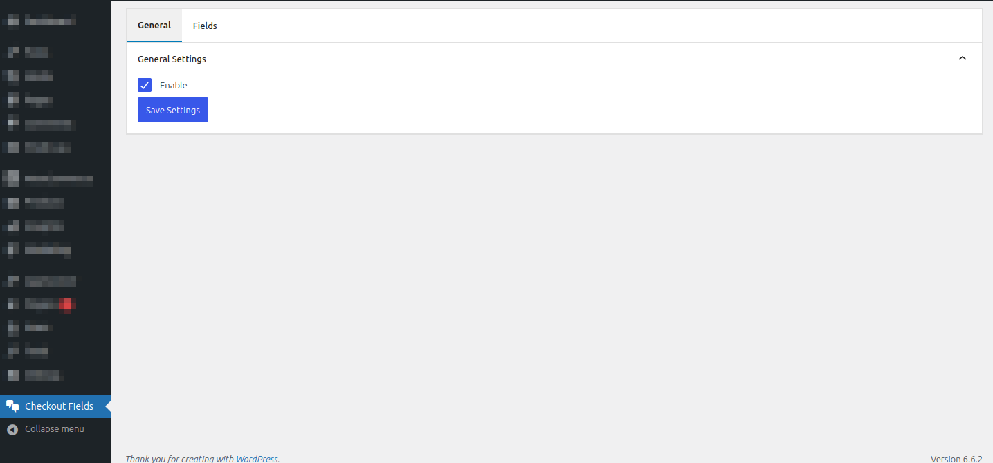 Adding a new custom field with type, label, location, and placeholder options.