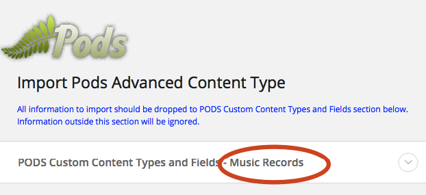 In step 3 of WP All Import importing process, PODS custom content types are detected and listed.