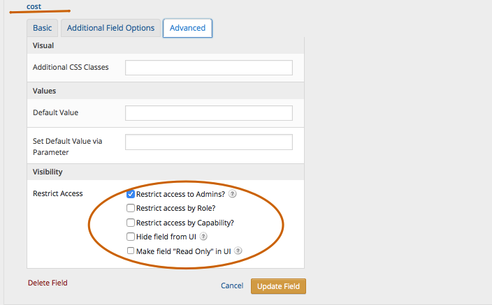 conditions (location rules) to display or hide the groups. Pods relationship fields are used as headers and footers. You can set up these fields to relate to objects in WordPress, or even tables outside WordPress.
