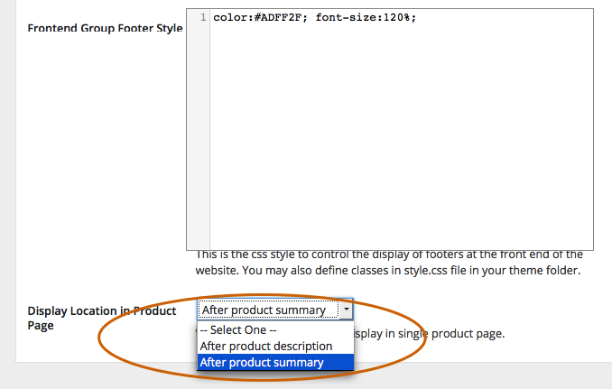 configuring custom fields in groups for products