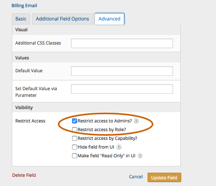 setting location rules to the custom field group (in this example, the rule is to display the fields in product pages only. )