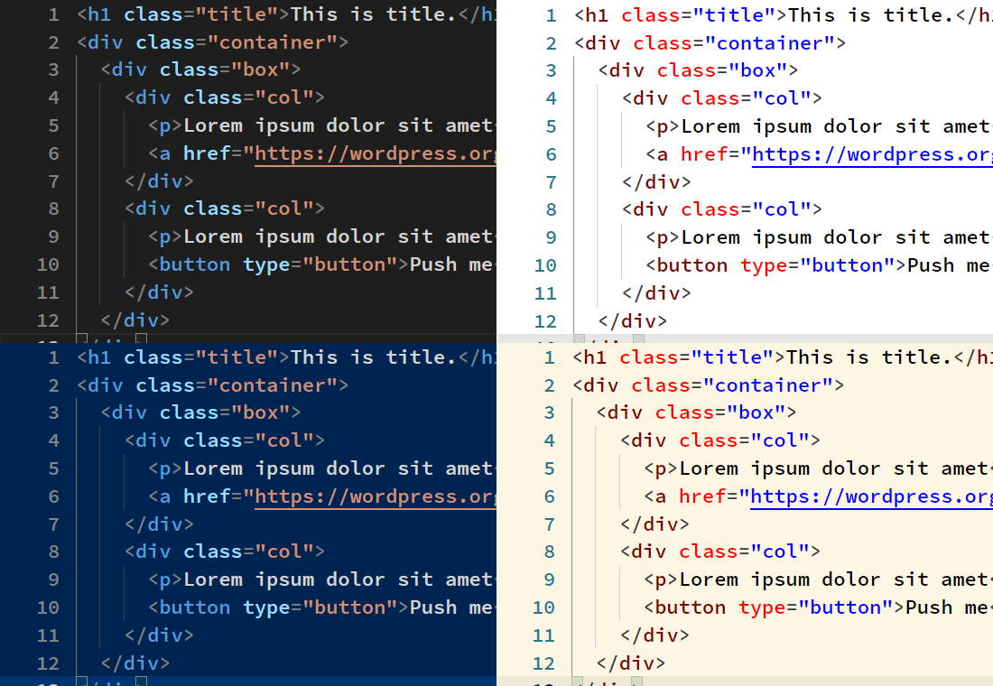 Various color themes