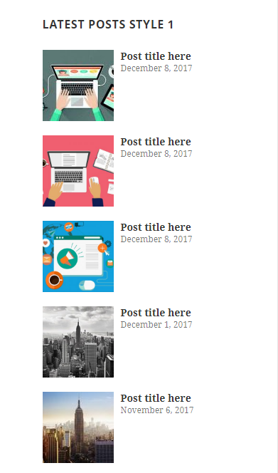 Latest Posts list showing post title and feature image.